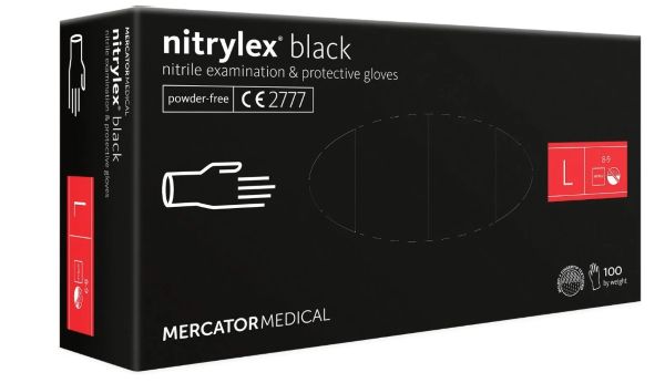 Rękawice nitrylowe L (100) czarne Mercator